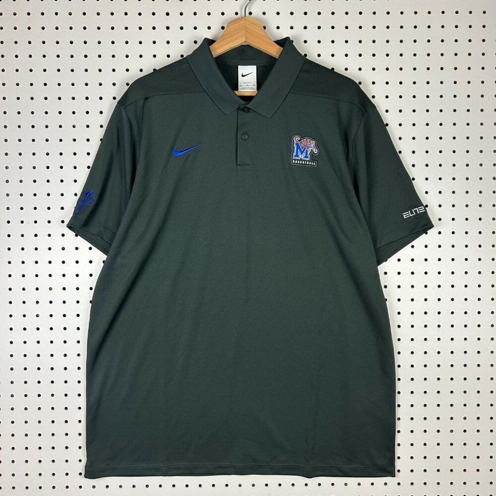 Nike 1 Cent Memphis Tigers Polo XL Gray Dri Fit NWT Basketball Team Issued Penny